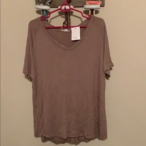 NWT light brown/tan boutique v-neck tee